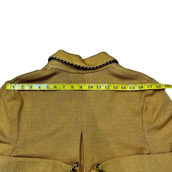 St. John Yellow Golden Leaf Metallic Trim Zip Up Santana Knit Blazer I 8 - Picture 8 of 10